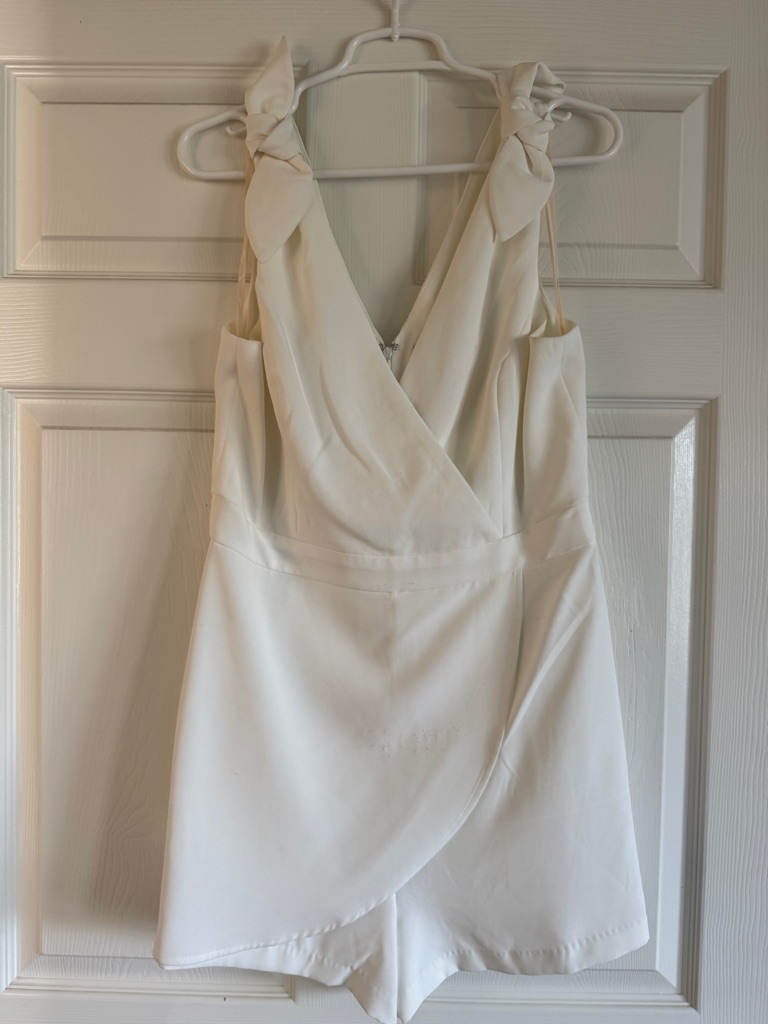 Bcbgeneration White Mini Dress Romper With Knotted Straps